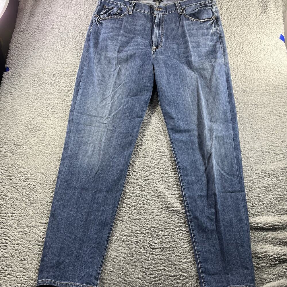 Lucky Brand 487 Relaxed Fit Jeans Mens 40x36 Blue Denim Button Fly Distressed